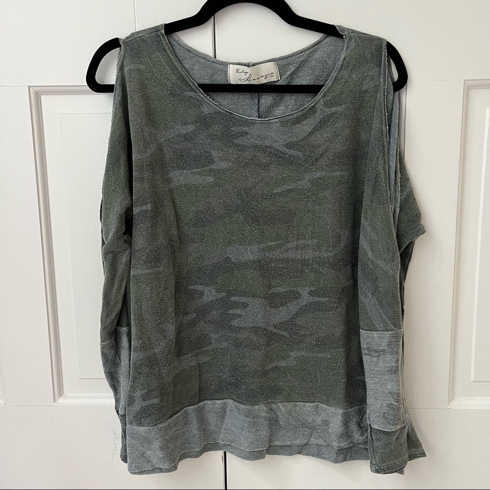 Vintage Havana Camo Cold-Shoulder Long Sleeve shirt